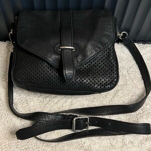 Liebeskind Berlin Crossbody Bag in Soft Black Leather Perforated Purse